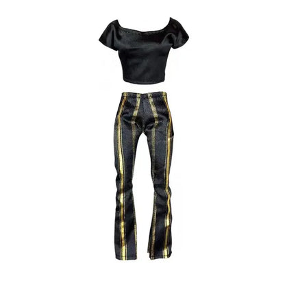 Black & Gold 30cm Doll Clothes Set – Dress & Shoes for 1/6 Barbie Dolls, Christmas Gift for Girls