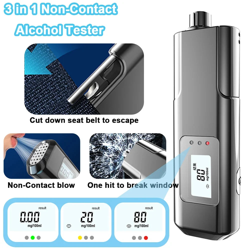 Non-Contact Digital Alcohol Tester - LED Display Breathalyzer Meter for Accurate Alcohol Detection