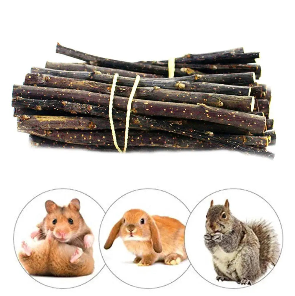 100% Natural Apple Branch Rabbit Chew Sticks – Wooden Teeth Cleaning Toys for Rabbits, Hamsters, Guinea Pigs & Small Pets, Natural Molars Care Chew Treats