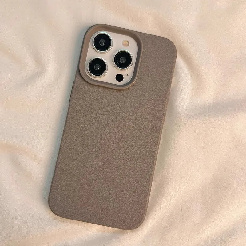 Candy Color Lichee Pattern Soft Phone Case – Shockproof Cover for iPhone 11–17, Pro Max, Air, 16E, X, XS, XR