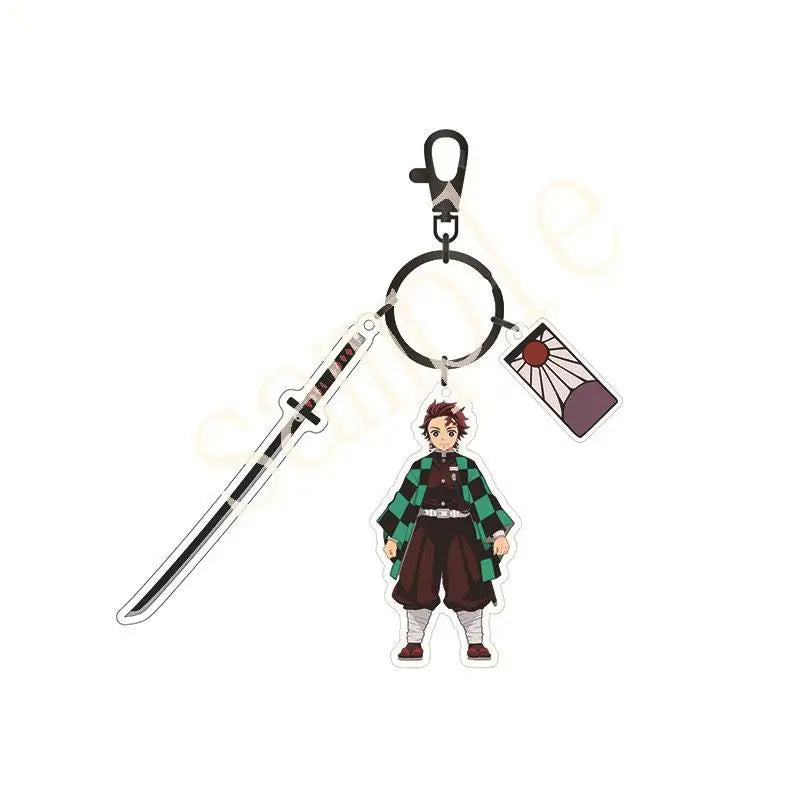 Anime Demon Slayer Acrylic Keychain – Tanjiro & Nezuko Kamado Cartoon Schoolbag Pendant Character Charm Kids Gift Accessories