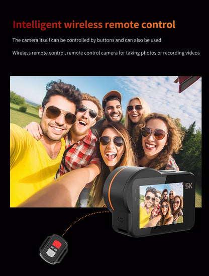 VIRAN V10 5K Waterproof Action Camera with 2" Touch LCD, Electronic Image Stabilization, Dashcam & Motion Detection