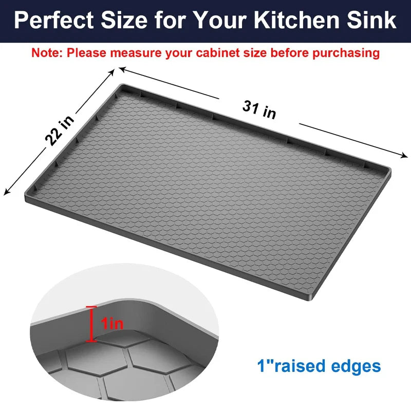 Waterproof Under Sink Mat | Flexible Silicone Cabinet Liner & Protector for Kitchen & Bathroom