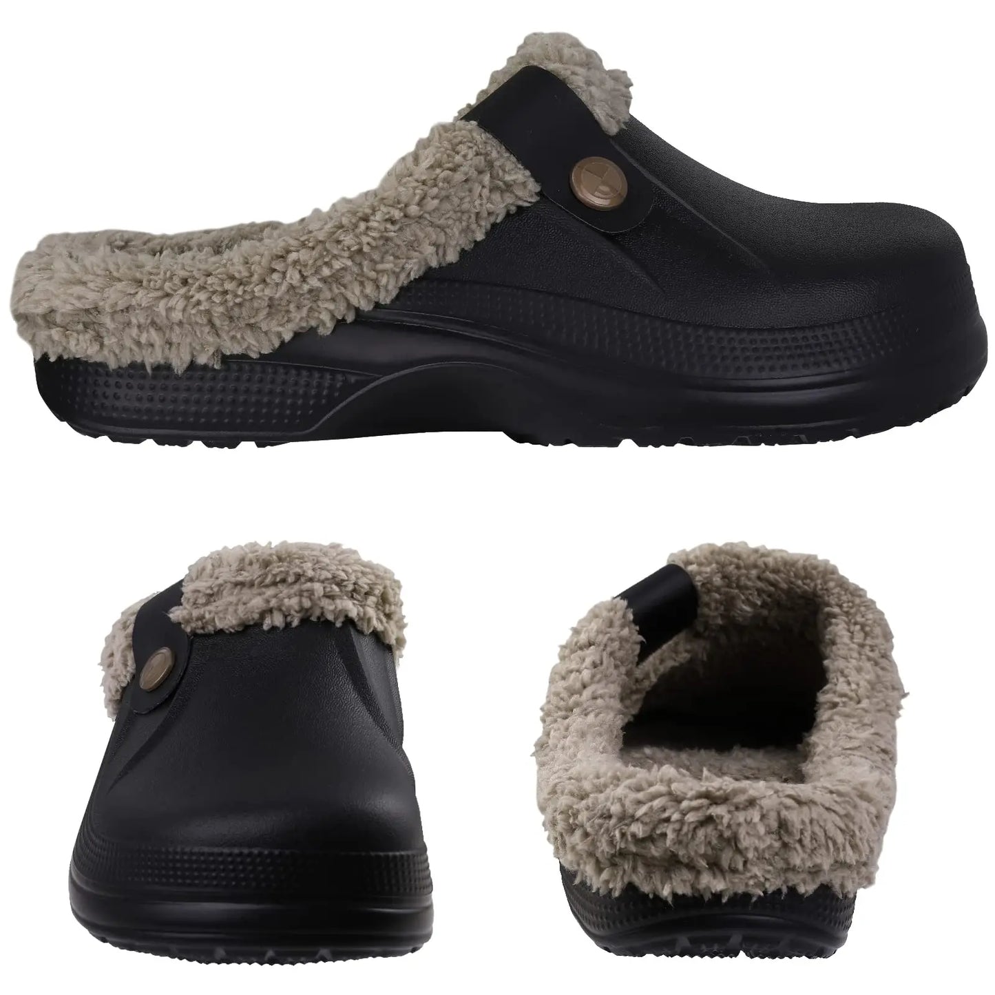 Comwarm New Fuzzy House Slippers for Men and Women - Winter Waterproof Garden Shoes with Soft Plush, Warm Outdoor Furry Clogs