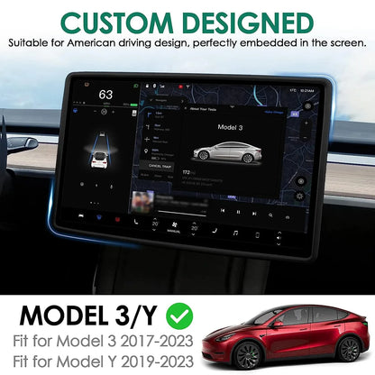 For Tesla Model 3 Y: Highland Screen Protector Silicone Frame - Display Edge Body Cover Central Control Accessories for 2022-2024