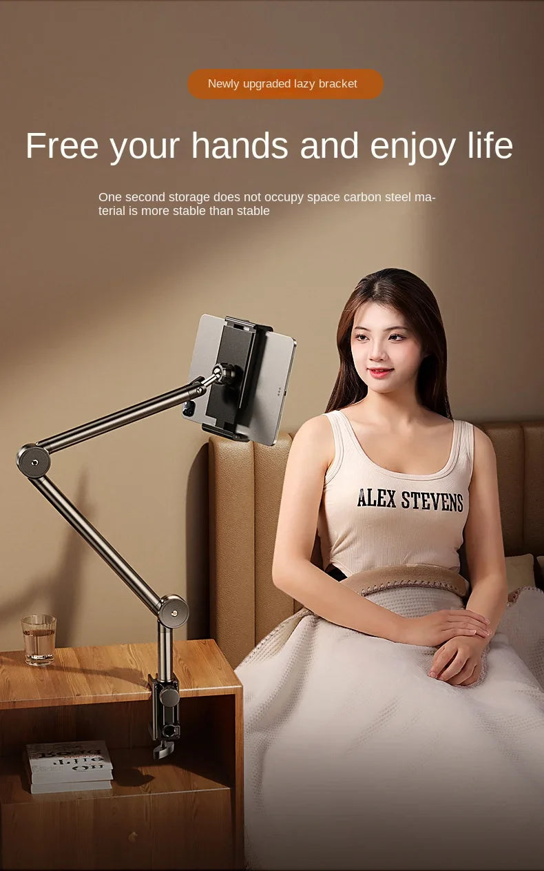 Desktop Mobile Phone Holder – Bed Clip, Bedside Lazy Folding Cantilever Bracket for Apple, Samsung, iPad, and Tablet