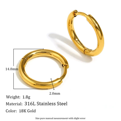 E.B.belle Minimalist Stainless Steel Hoop Earrings — 14K Gold-Plated Small, Medium & Large Loops for Women