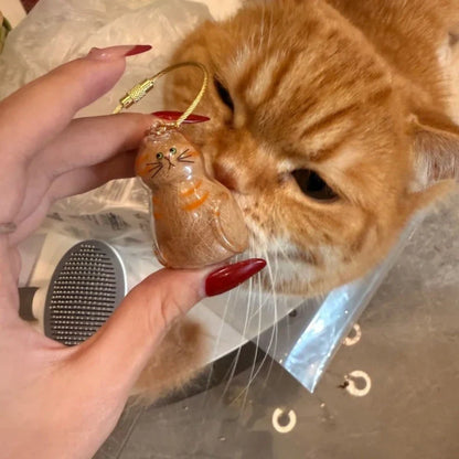 Ginger Cat Keychain Pendant – Siamese Calico Backpack Charm, Hair Storage Box Hanging Pet Grooming Travel Accessory