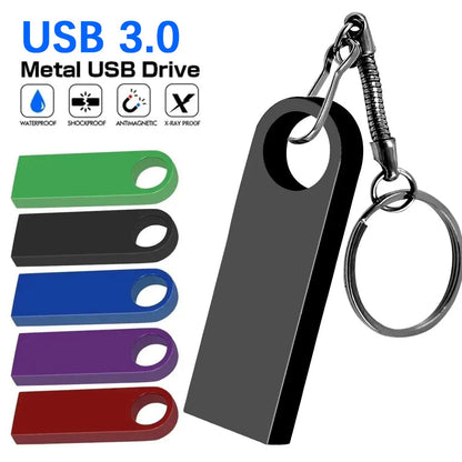 Metal USB 3.0 Flash Drive Keychain – High-Speed Pen Drive 8GB/16GB/32GB/64GB/128GB Memory Stick