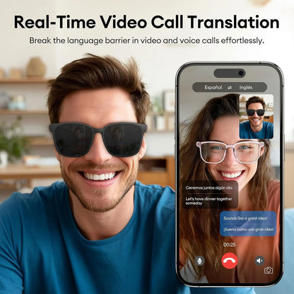 Smart AI Translation Glasses – Real-Time Audio Translation in 160+ Languages with Light-Sensitive Color-Changing Lenses