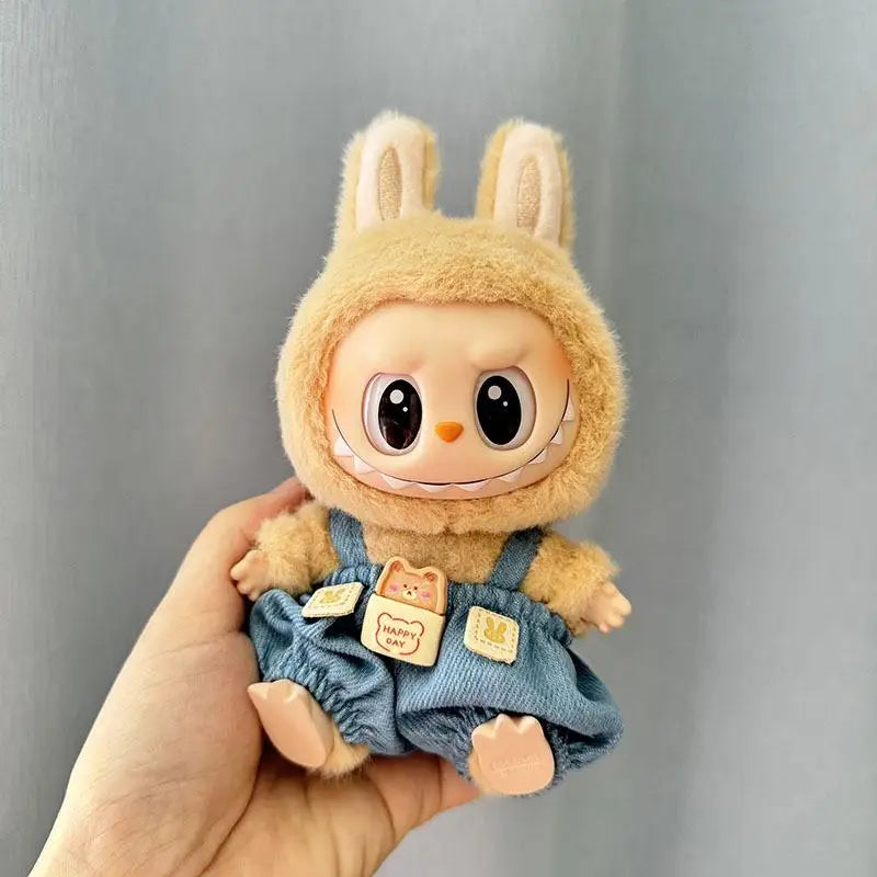 17cm Labubu Doll Clothes — Mini Outfit Accessories for K-Pop EXO I & II Dolls | Sitting Party Overalls Gift