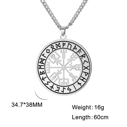 Viking Nordic Rune Compass Necklace – Stainless Steel Triquetra Amulet Pendant Jewelry Gift