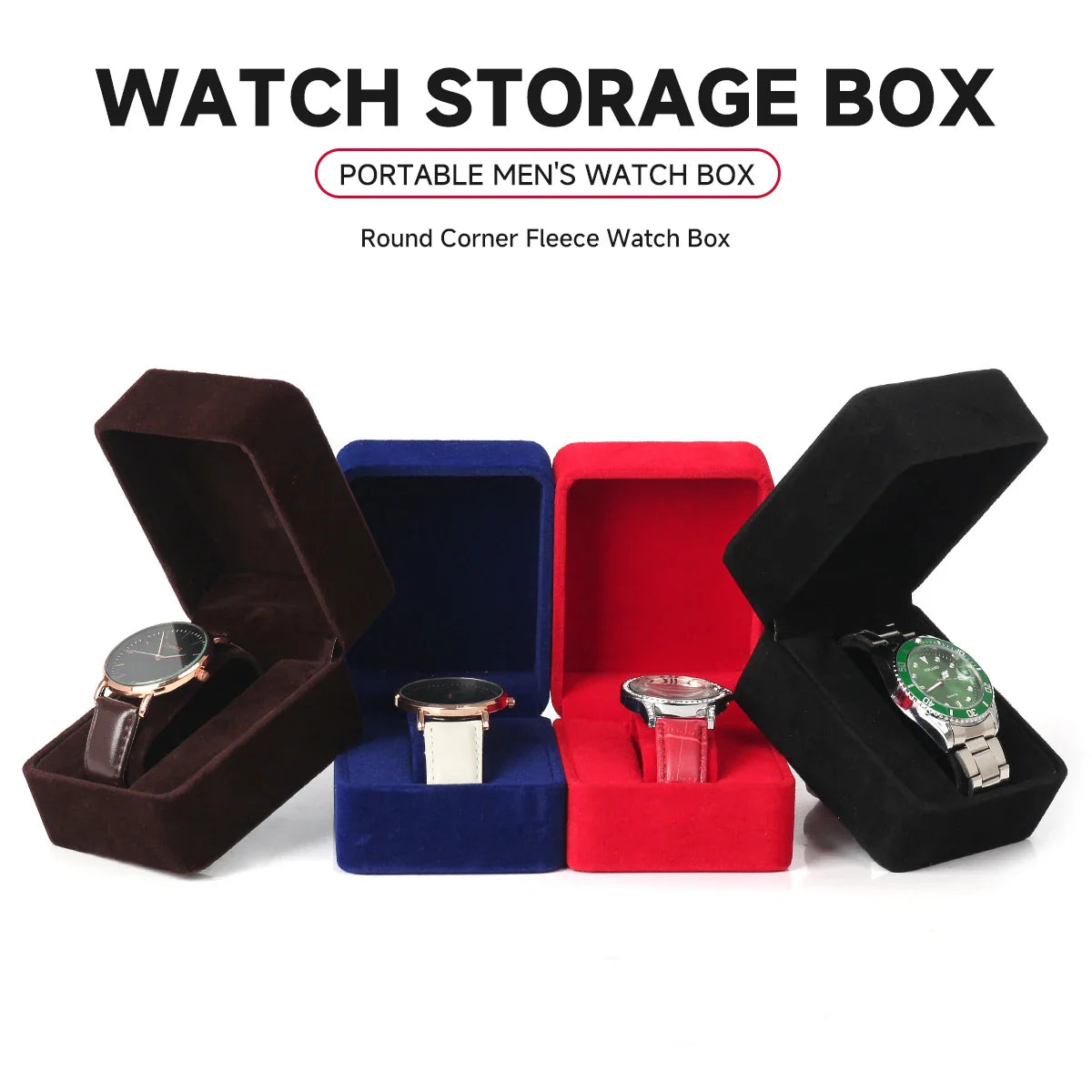 Flannelette Watch Packaging Box – Black Jewelry Storage Organizer for Bracelets, Women & Men Gift Wholesale