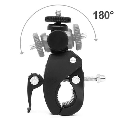 Universal 360° Rotating Bike Handlebar Camera Mount – 1/4” Tripod Clamp for GoPro and Action Cameras