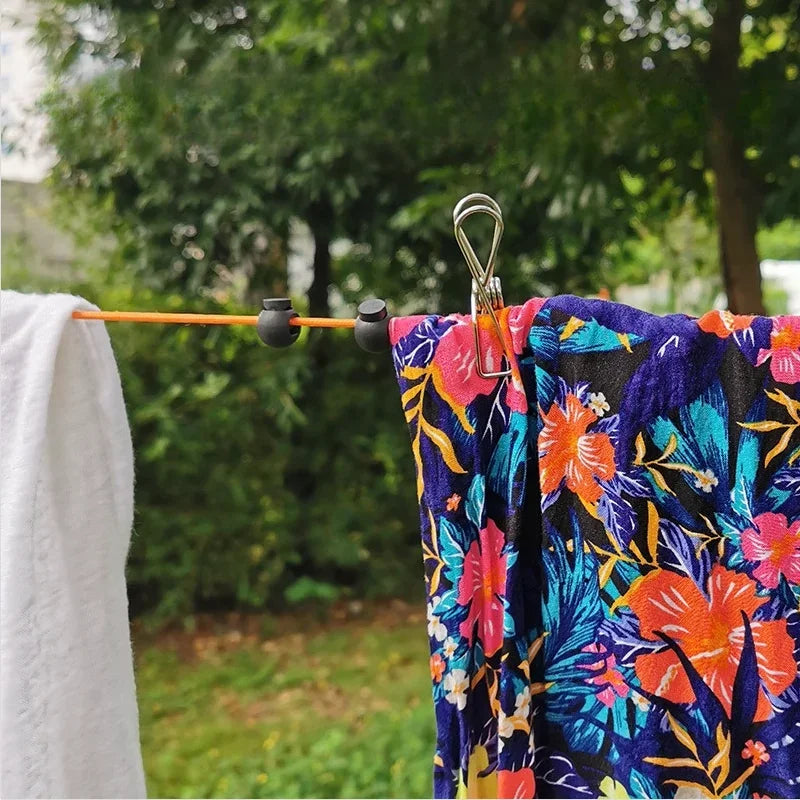 8m Non-Perforated Retractable Clothesline - Portable Travel Drying Rack for Outdoor Camping - Windproof Hanging Rack for Clothing