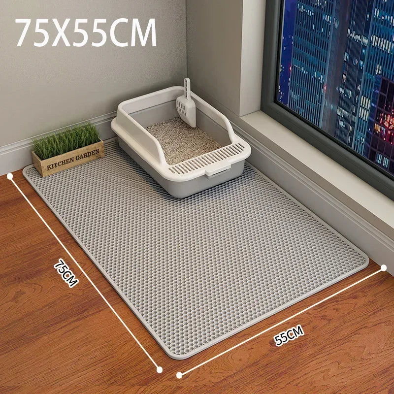 Premium Cat Litter Mat: Waterproof Double Layer Design | Easy-Clean Urine Proof Trapping | Non-Slip & Large Footprint - Ideal Cat Scratch Pad & Toilet Pad Solution!