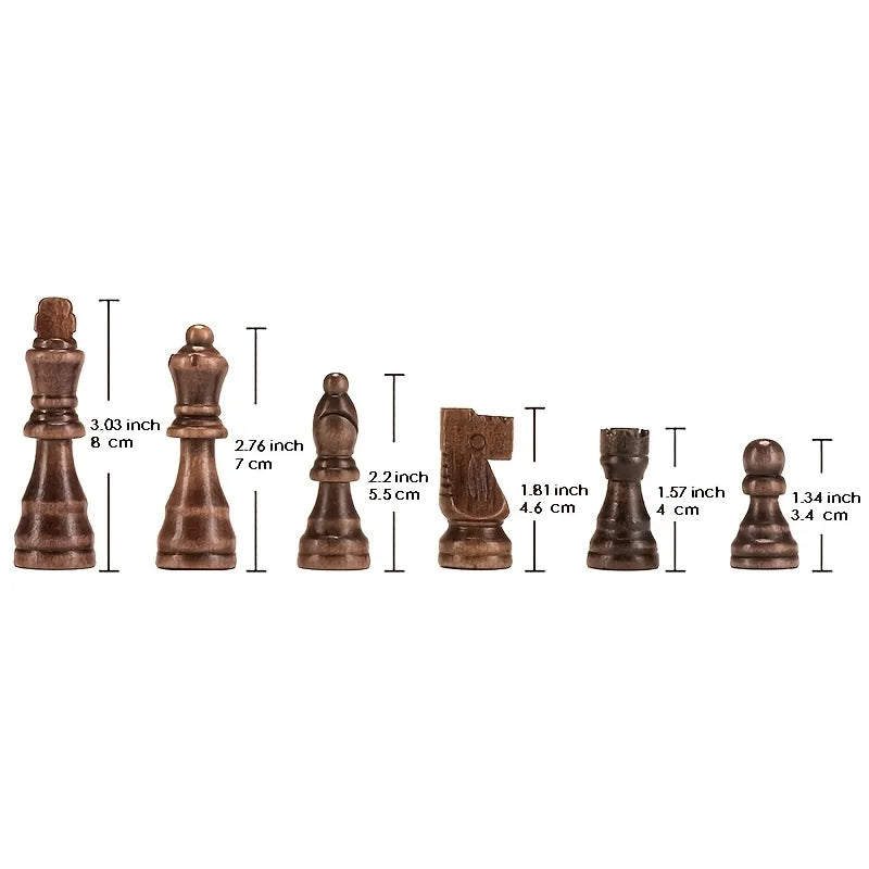 32-Piece Wooden Chess Set: Standard Staunton Wood Chessmen with 8cm King Height - Pieces Only, Board Not Included