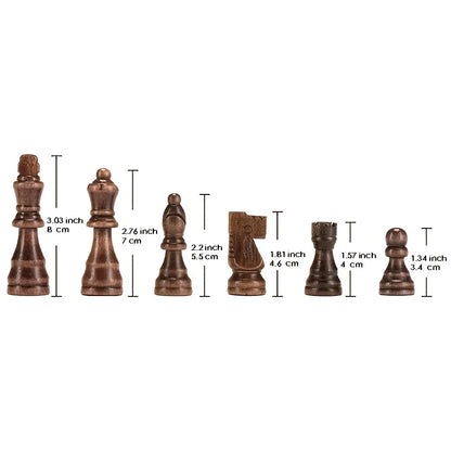 32-Piece Wooden Chess Set: Standard Staunton Wood Chessmen with 8cm King Height - Pieces Only, Board Not Included