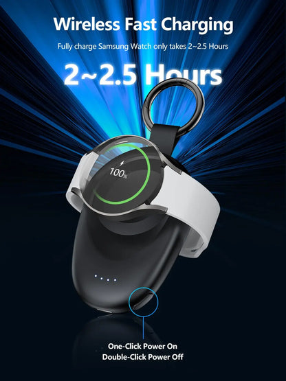 1400mAh Magnetic Keychain Power Bank — Portable Wireless Charger for Galaxy Watch 7/Ultra/6/6 Classic/5 Pro/4/3 & Active 2