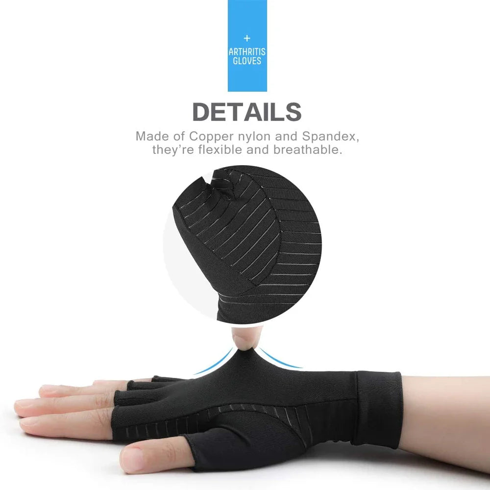 Copper Arthritis Compression Gloves – Fingerless Hand Support for Pain Relief, Swelling & Carpal Tunnel