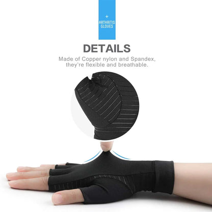 Copper Arthritis Compression Gloves – Fingerless Hand Support for Pain Relief, Swelling & Carpal Tunnel