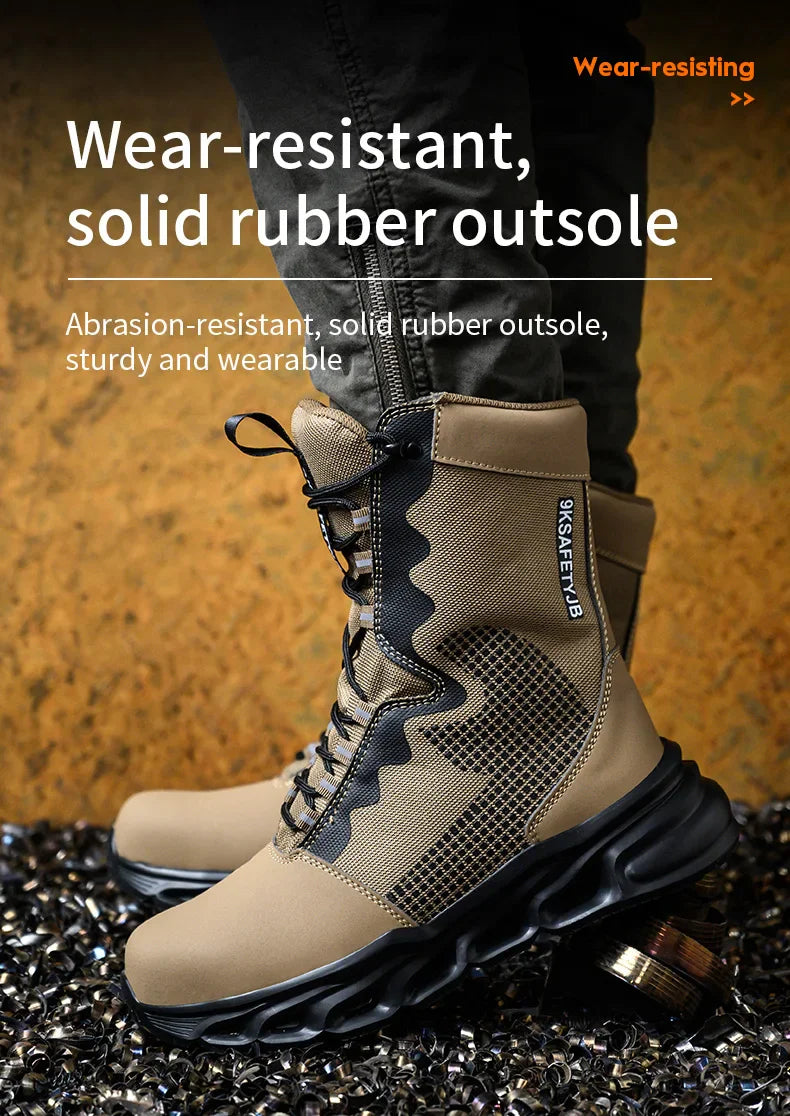 Men's Steel Toe Work Sneakers - Safety Shoes, Puncture-Proof Boots, Indestructible Lightweight Footwear for Security