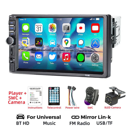 HIPPBQCC 7" 1DIN Car Radio MP5 Multimedia Player – Touchscreen FM ISO Power Aux Input Bluetooth USB Mirror Link Autoradio