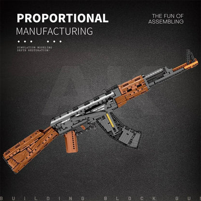 AK47 Assault Rifle Building Blocks – Military DIY Shootable Toy Gun for Kids