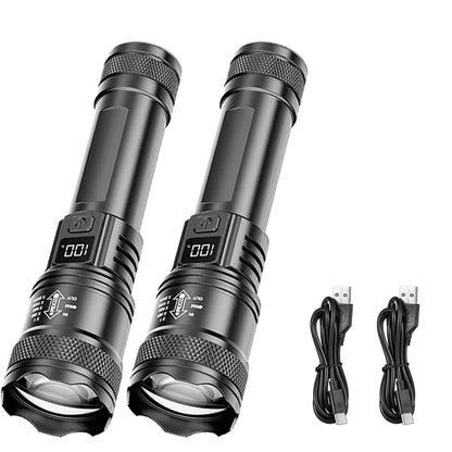 2000LM Ultra Bright P50 LED Tactical Flashlight – Telescopic Zoom Handheld Torch EDC Emergency Spotlight (14500/18650 Battery Compatible)