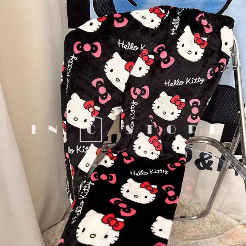 Y2K Hello Kitty Pajama Pants – Sanrio Anime Women’s Cartoon Sleepwear, Fashionable Home Leisure Trousers