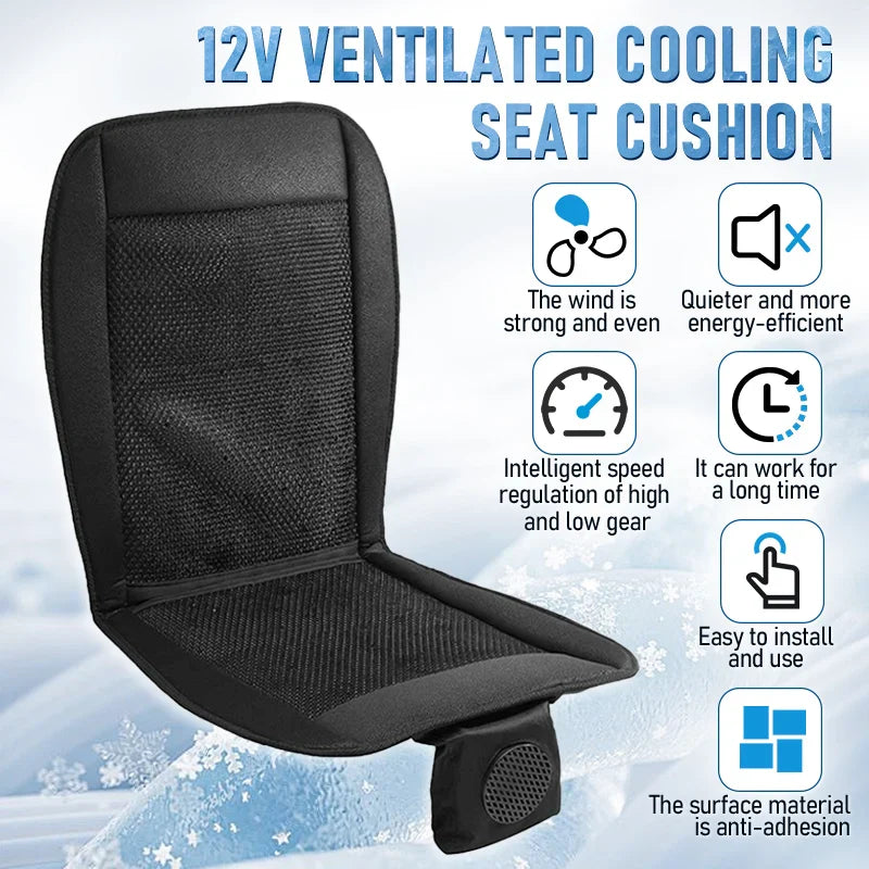 DC 12V 3D Car Seat Cooling Cushion | 8-Fan Ventilated Summer Air Seat for Fast Cooling