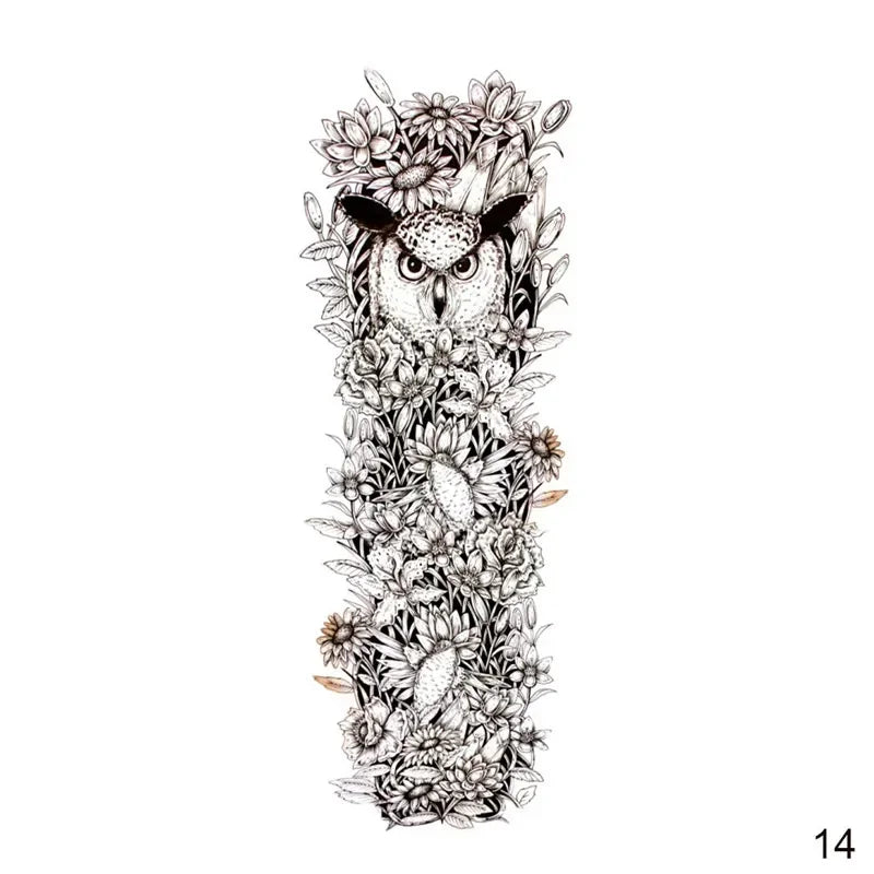 16 Designs Full Arm Temporary Tattoo Sleeves - Waterproof Body Art Stickers for Men & Women Fashion Style
