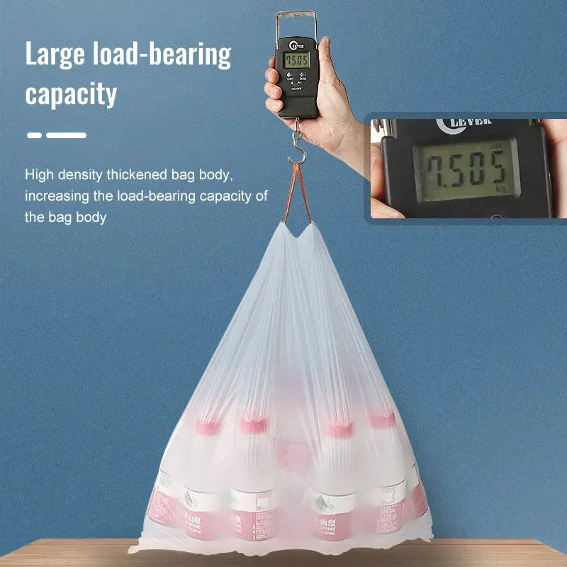 Garbage Bags with Drawstring – Transparent Disposable Bags for Household, Kitchen & Dorm Use, 3 Size Options