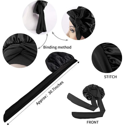 Unisex Satin Sleeping Hat - Solid Color Night Sleep Cap, Hair Care Bonnet, Nightcap for Women and  Men, Shower Turban