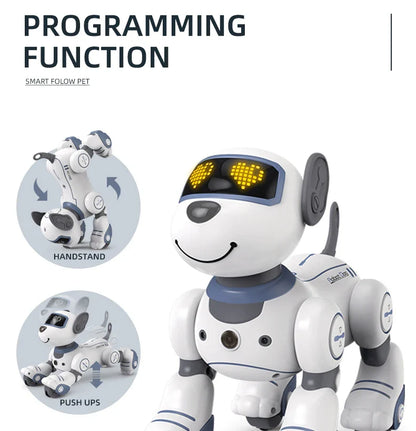 2-in-1 Intelligent Remote Control Robot Dog – Programmable Stunt & Voice Command Toy with Touch & Music for Kids