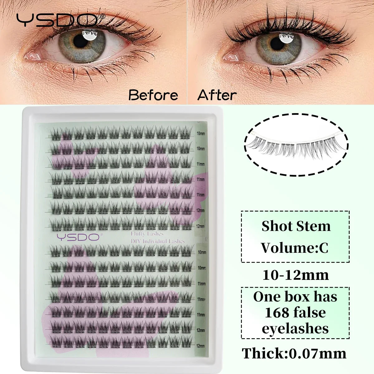 YSDO Premade Volume Fans Eyelash Extensions – 10/14 Rows Natural Mink Individual Cluster Lashes for Makeup