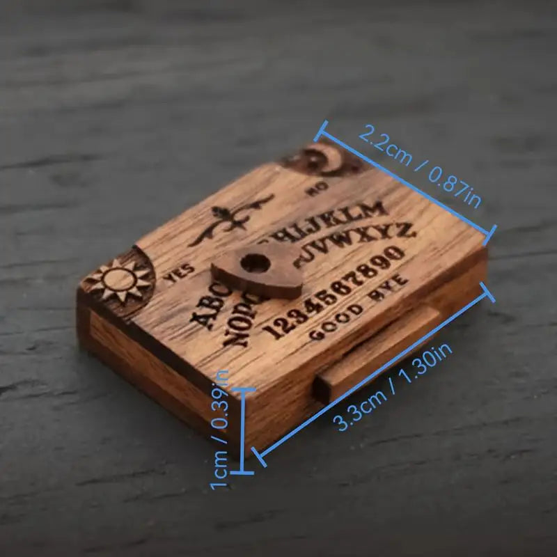 Handmade Miniature Ouija Board | Wooden Talking Spirit Board with Planchettes for Divination