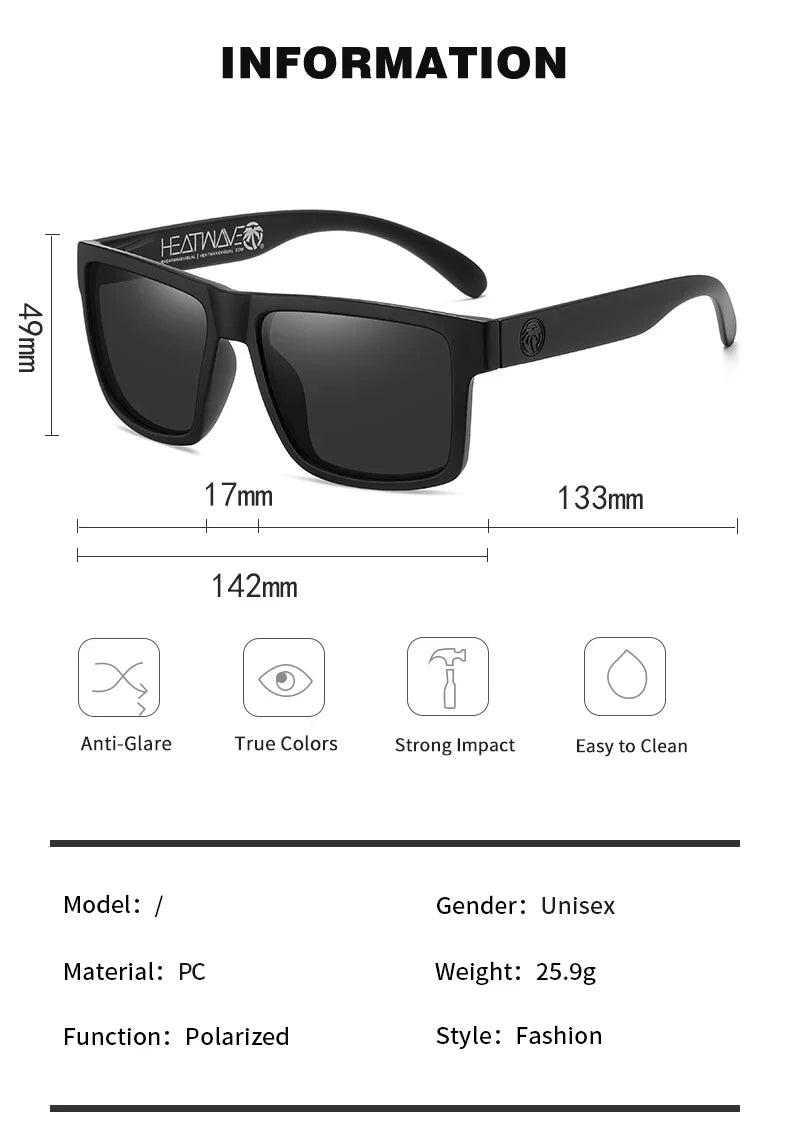 2024 New Heat Wave Luxury Polarized Sunglasses – Square Conjoined Lens, UV400 Protection for Men & Women