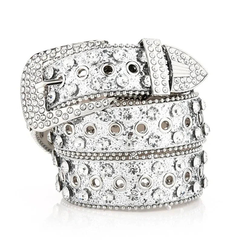 Women's Rhinestone Studded Belt - Hollow Pin Buckle Wedding & Party Accessory