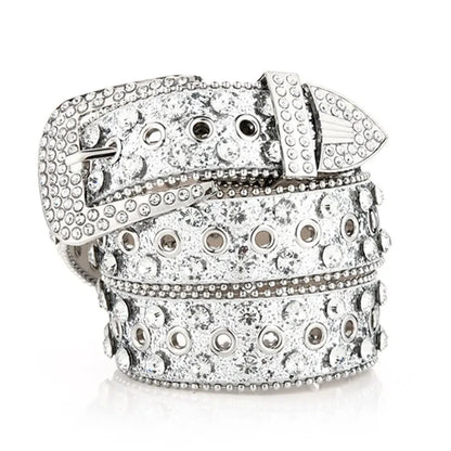 Women's Rhinestone Studded Belt - Hollow Pin Buckle Wedding & Party Accessory