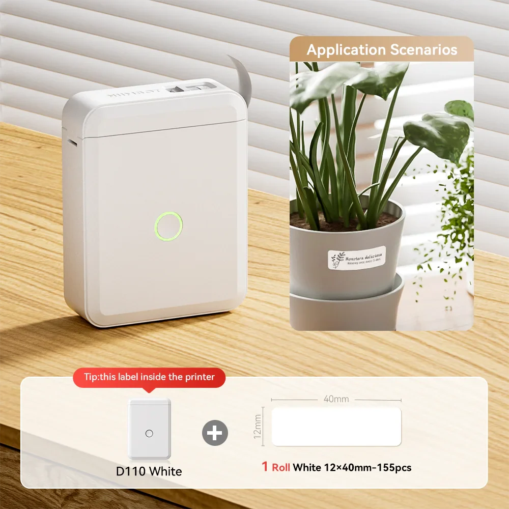 Niimbot D110 Mini Handheld Thermal Label Maker, Wireless Inkless Sticker Printer for Home & Office Organization, Portable Label Machine with Stickers
