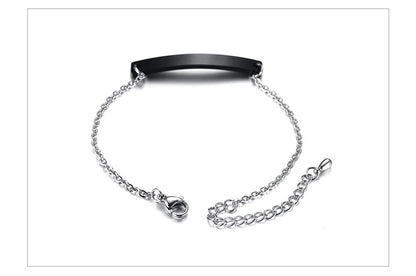 Elegant Personalized ID Bar Bracelet – 5mm Stainless Steel Link Chain for Women with Custom Name or Quote