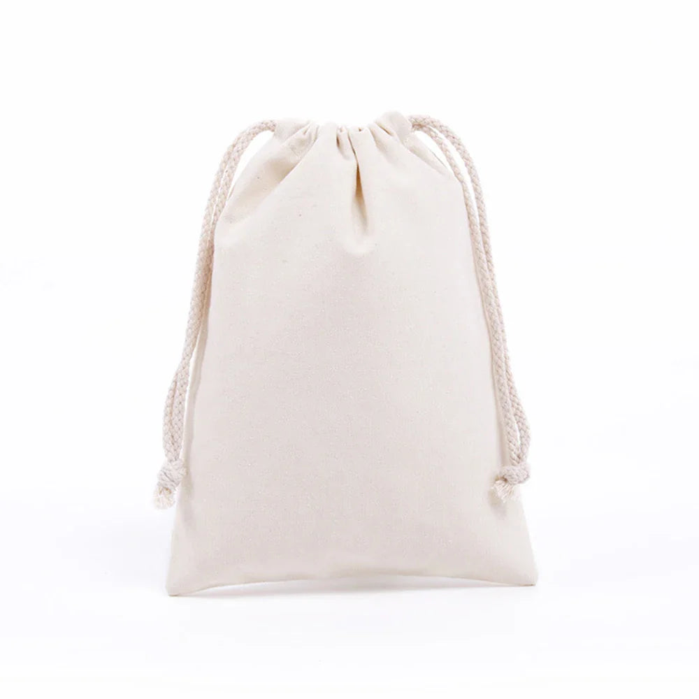 Eco-Friendly Cotton Drawstring Bag - Foldable Grocery Tote, Canvas Shopping Shoulder Bag, Portable Handbags for Storage