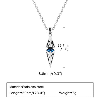 Stylish Blue Stone Necklace – Geometric Stainless Steel Pendant for Men & Women, Perfect Valentine's & Birthday Gift