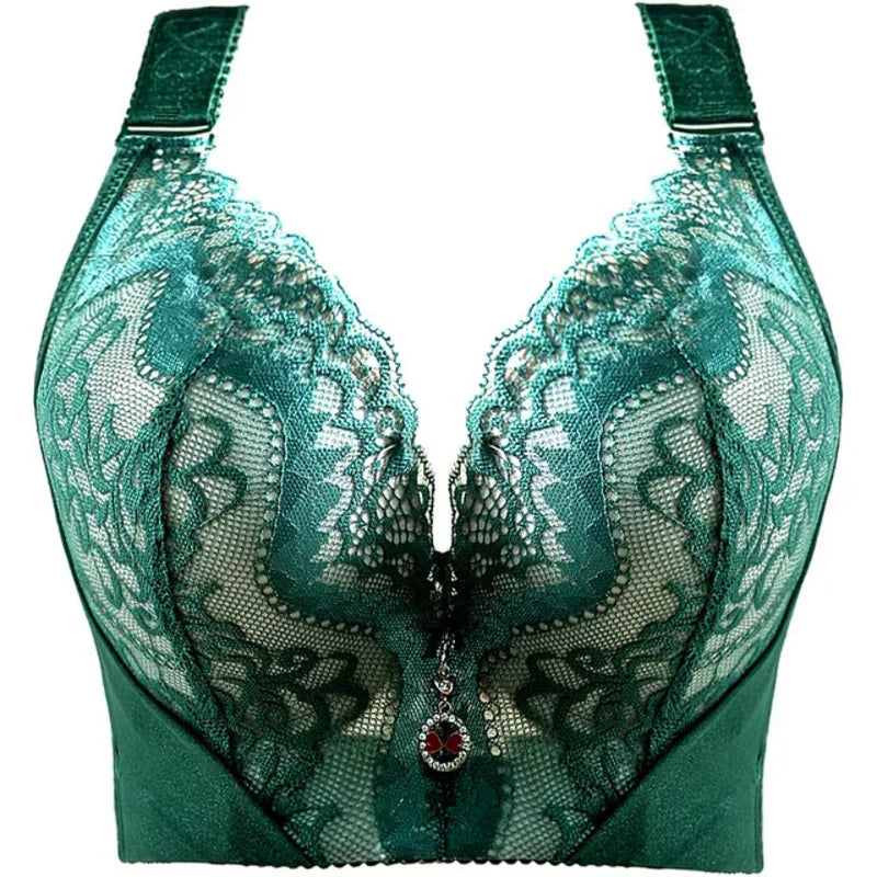 Plus Size Push-Up Bra – Sexy Lace Underwire Full Coverage Lingerie for Curvy Women with Wide Side Wings