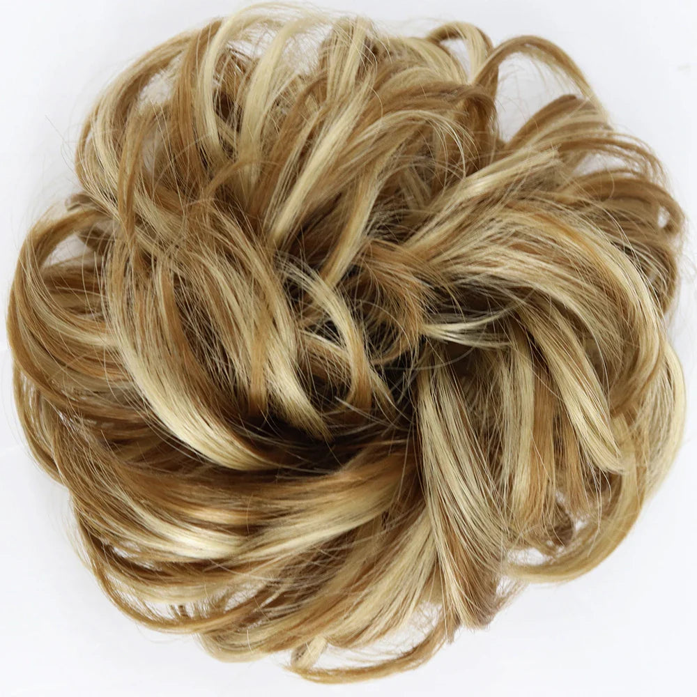 Azqueen Synthetic Messy Bun Chignon – Gray Brown Hair Bun Pad with Elastic Rope & Rubber Band Hair Extensions