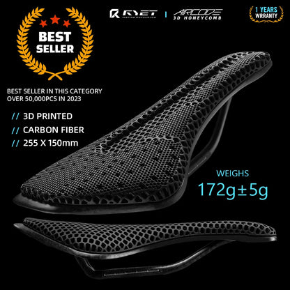 2024 RYET 3D Printed Carbon Bike Saddle — Ultralight Hollow MTB & Road Racing Cycling Seat Cushion