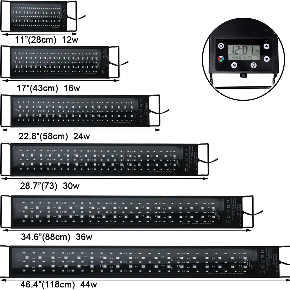 24/7 Full Spectrum LED Aquarium Light – 30-60cm Fish Tank Decoration & Aquatic Plant Growth Lamp, IP68 Waterproof (100V-240V)