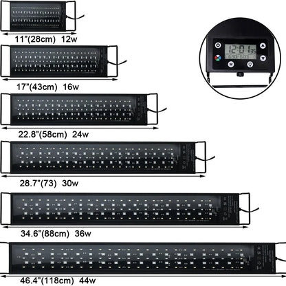 24/7 Full Spectrum LED Aquarium Light – 30-60cm Fish Tank Decoration & Aquatic Plant Growth Lamp, IP68 Waterproof (100V-240V)