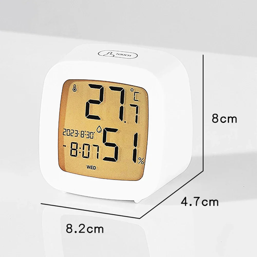 LED Alarm Clock with Backlight - Battery Operated, LCD Display with Temperature and Humidity Monitor for Home, Office, School Decor